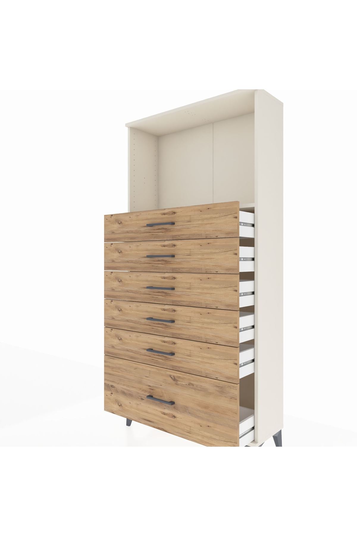 Arges Dolap Tek Raflı 6 Çekmeceli 88x30x182 - S24M039V3A