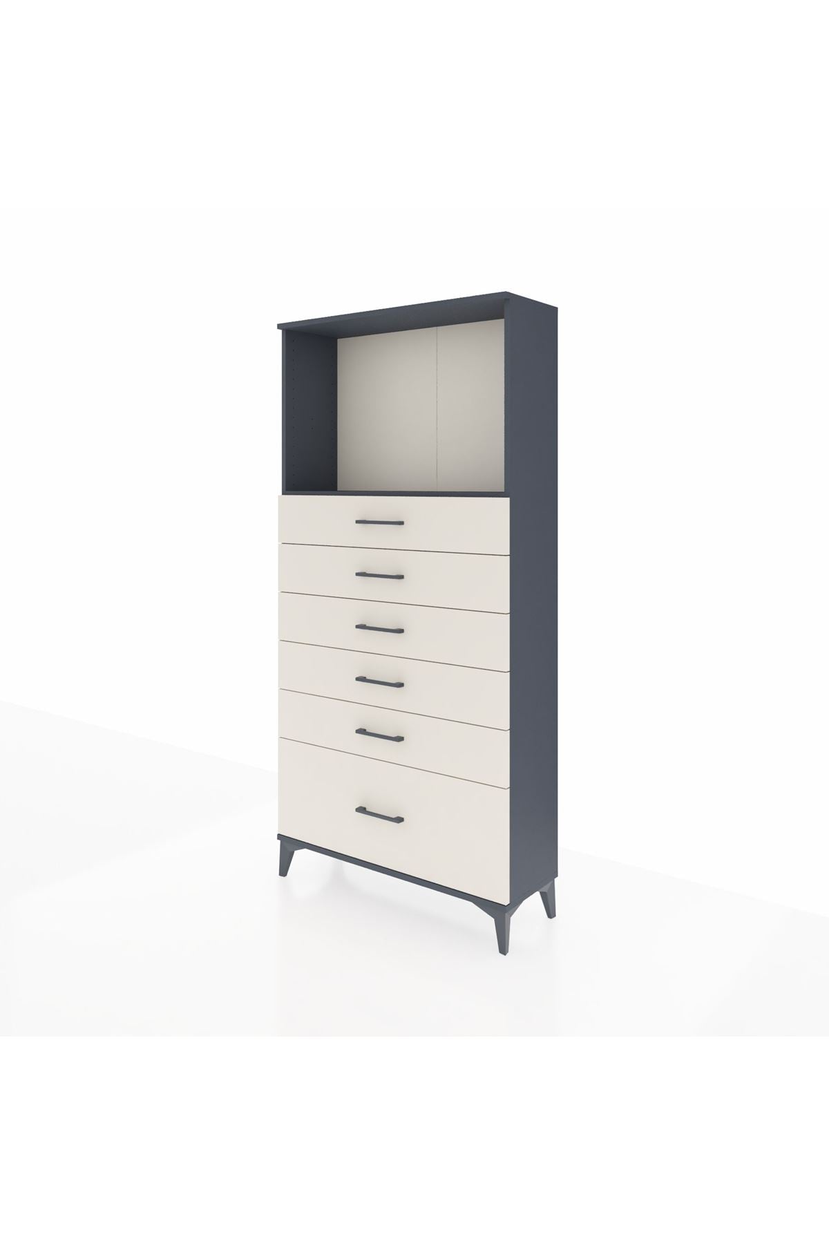 Arges Dolap Tek Raflı 6 Çekmeceli 88x30x182 - S24M039V4A