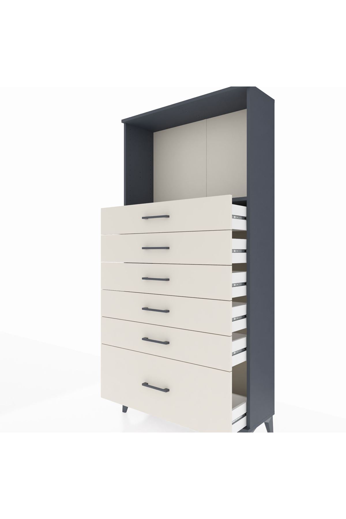 Arges Dolap Tek Raflı 6 Çekmeceli 88x30x182 - S24M039V4A
