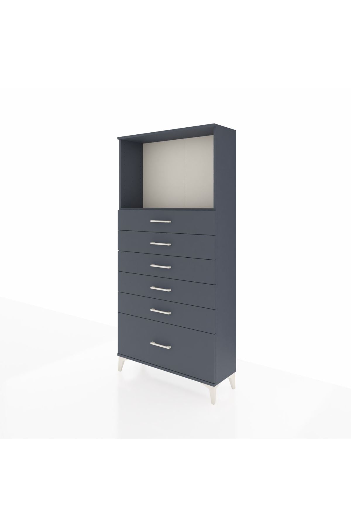 Arges Dolap Tek Raflı 6 Çekmeceli 88x30x182 - S24M039V5A