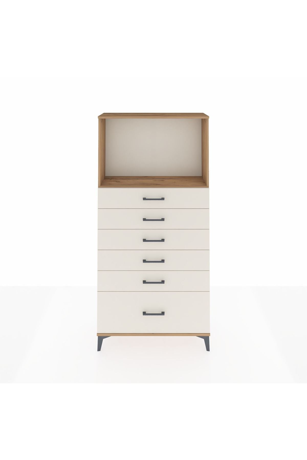 Arges Dolap Tek Raflı 6 Çekmeceli 88x30x182 - S24M039V7A