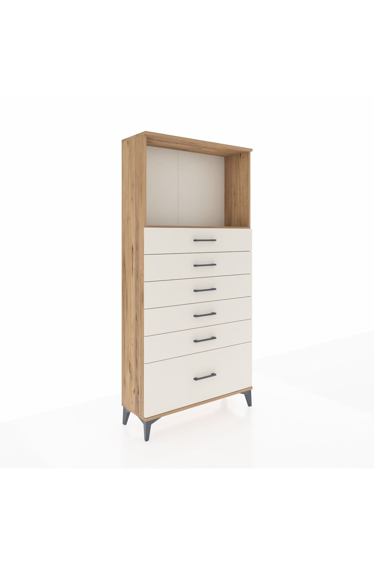 Arges Dolap Tek Raflı 6 Çekmeceli 88x30x182 - S24M039V7A