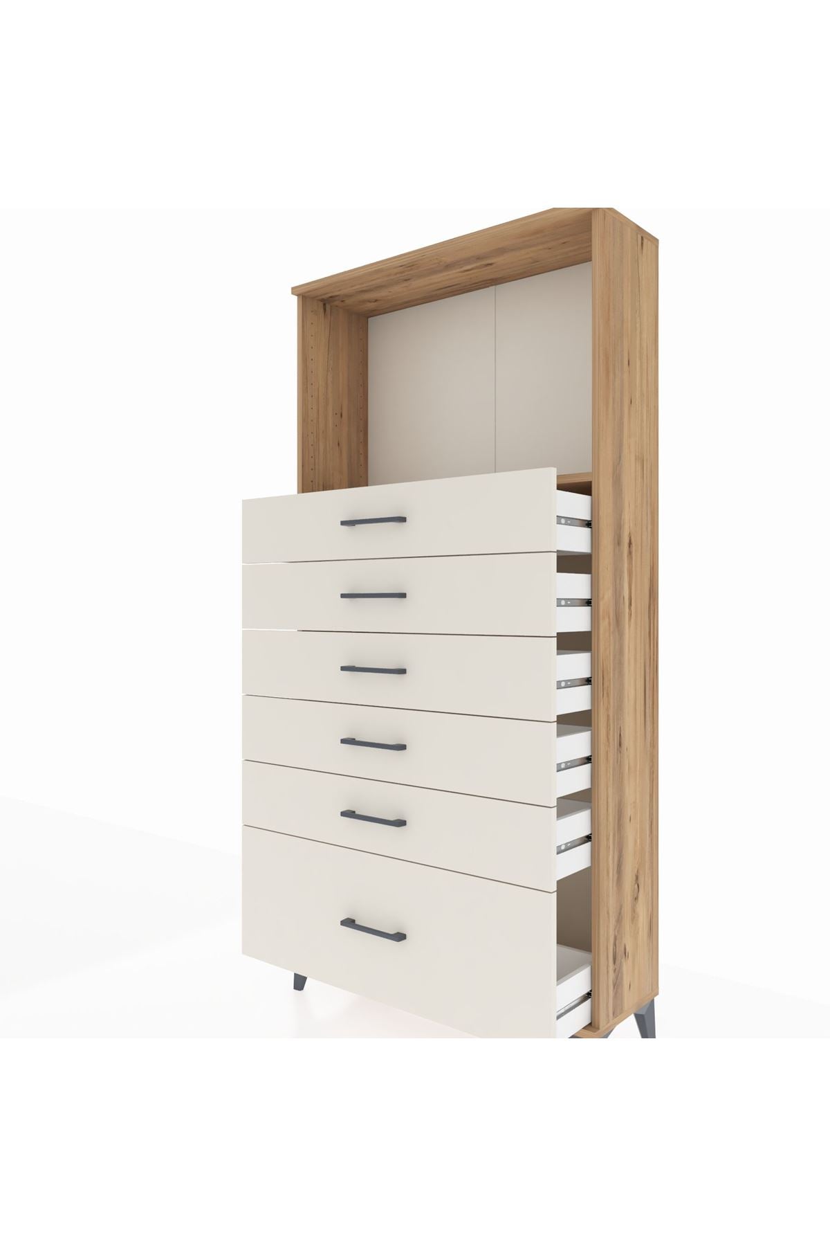 Arges Dolap Tek Raflı 6 Çekmeceli 88x30x182 - S24M039V7A