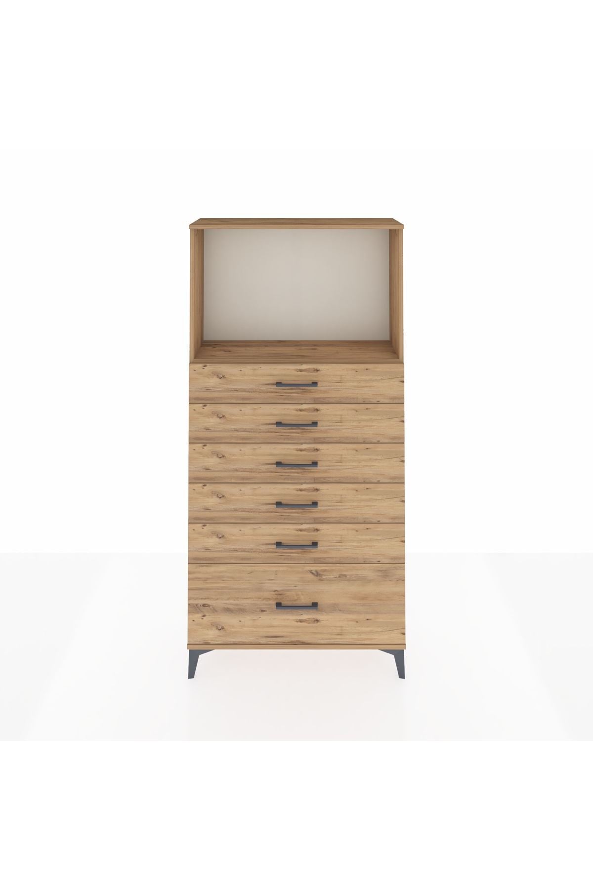 Arges Dolap Tek Raflı 6 Çekmeceli 88x30x182 - S24M039V9A