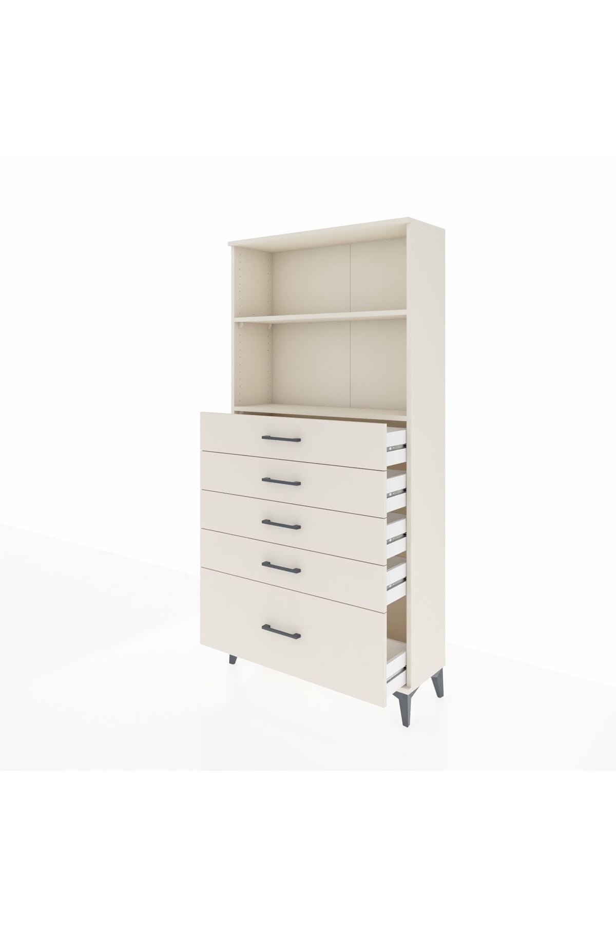 Arges Dolap 2 Raflı 5 Çekmeceli 88x30x182 - S24M040V1A