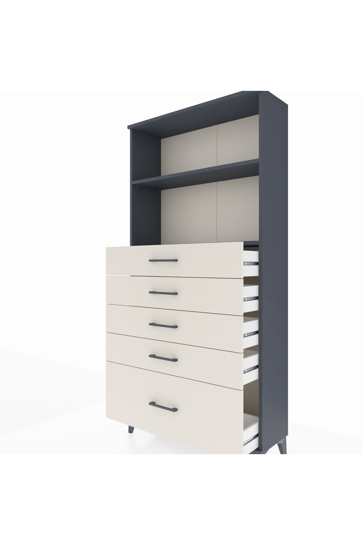 Arges Dolap 2 Raflı 5 Çekmeceli 88x30x182 - S24M040V4A