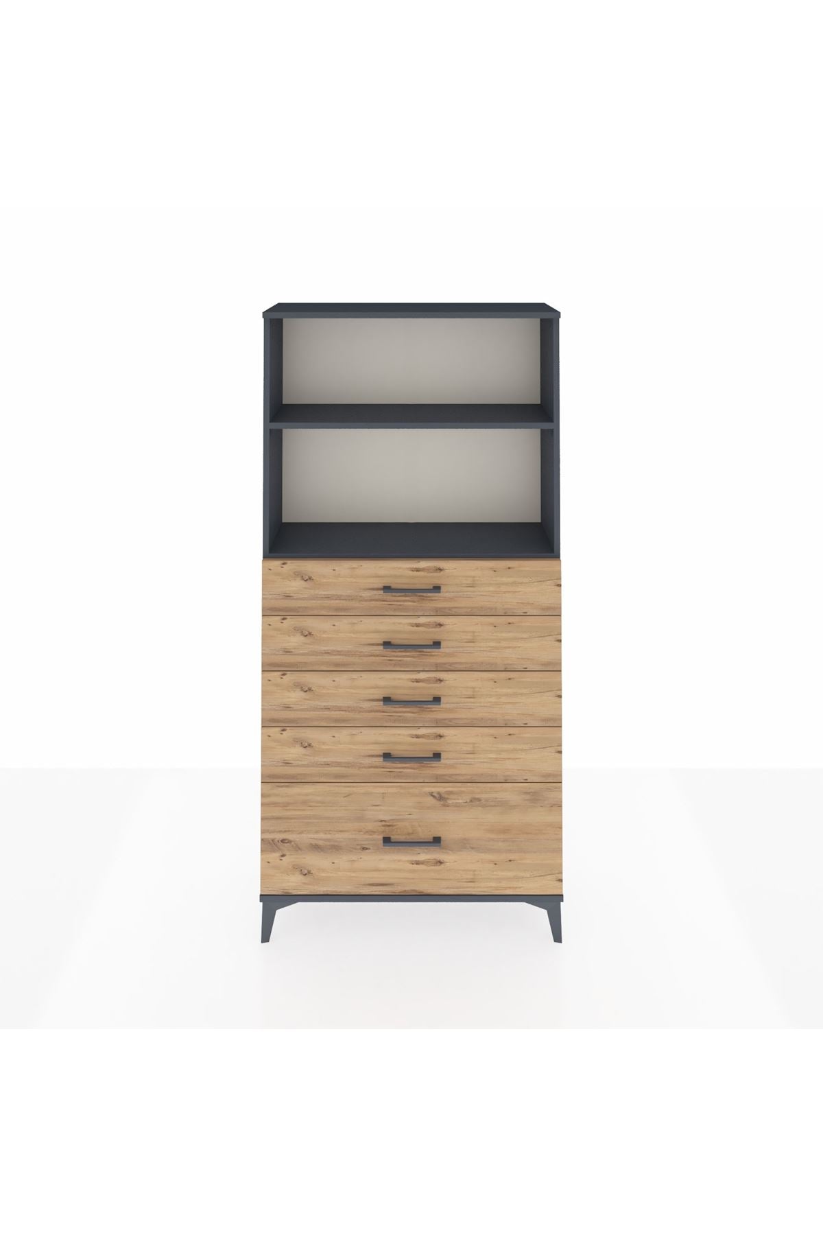 Arges Dolap 2 Raflı 5 Çekmeceli 88x30x182 - S24M040V6A
