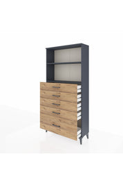 Arges Dolap 2 Raflı 5 Çekmeceli 88x30x182 - S24M040V6A