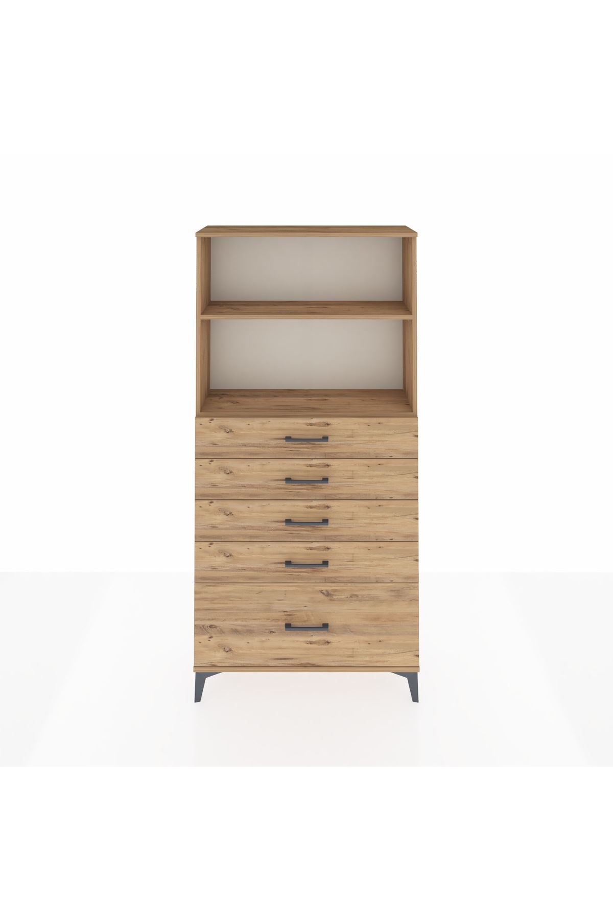 Arges Dolap 2 Raflı 5 Çekmeceli 88x30x182 - S24M040V9A