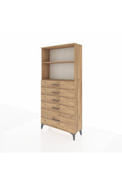 Arges Dolap 2 Raflı 5 Çekmeceli 88x30x182 - S24M040V9A