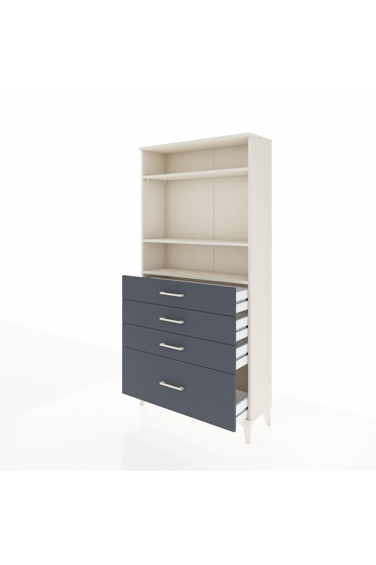 Arges Dolap 3 Raflı 4 Çekmeceli 88x30x182 - S24M041V2A