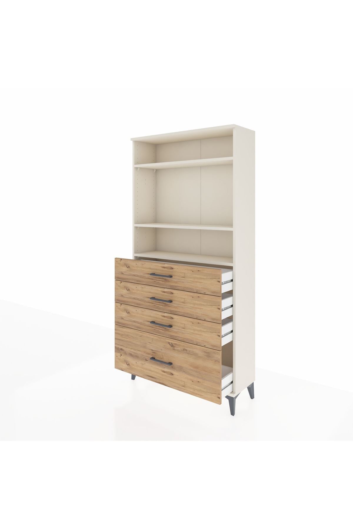 Arges Dolap 3 Raflı 4 Çekmeceli 88x30x182 - S24M041V3A