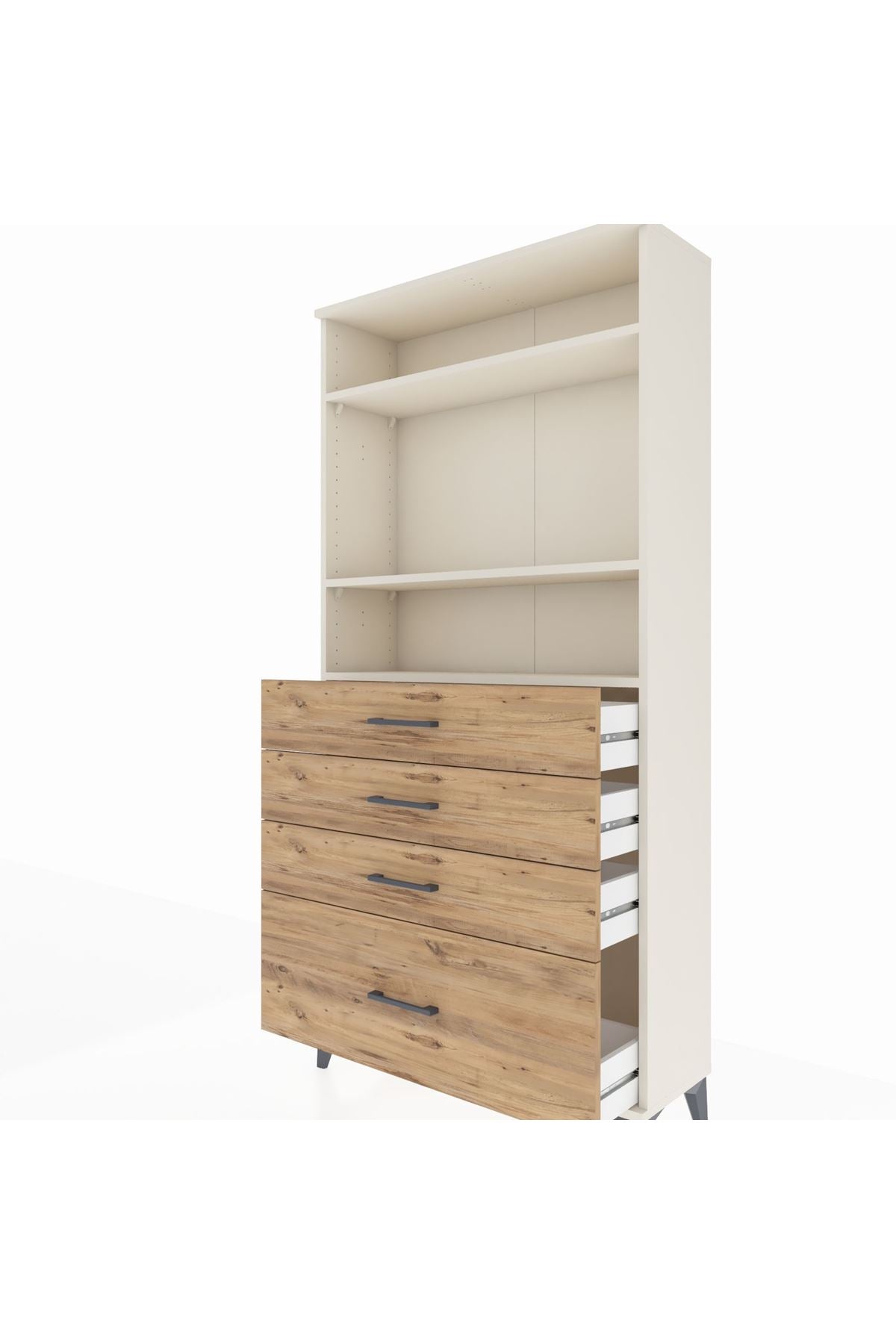 Arges Dolap 3 Raflı 4 Çekmeceli 88x30x182 - S24M041V3A