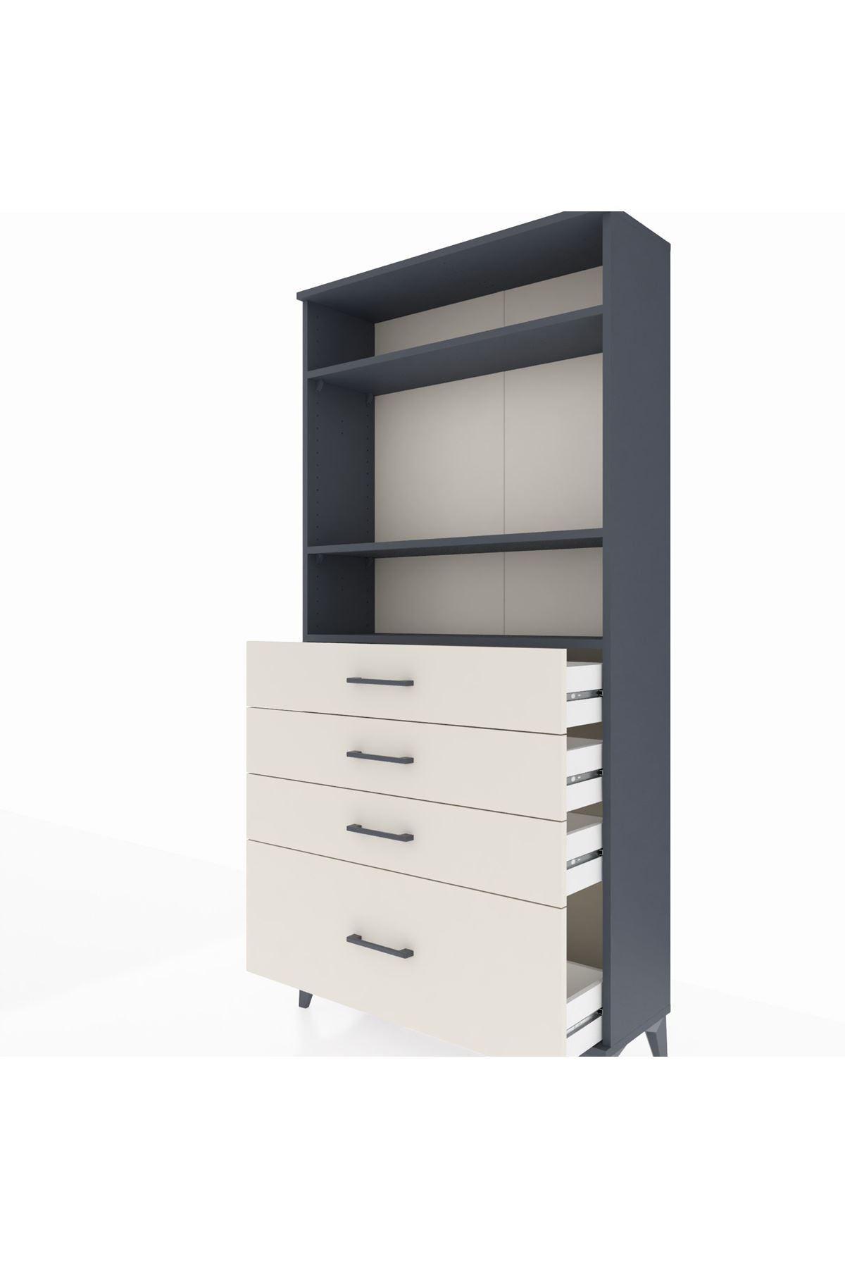 Arges Dolap 3 Raflı 4 Çekmeceli 88x30x182 - S24M041V4A