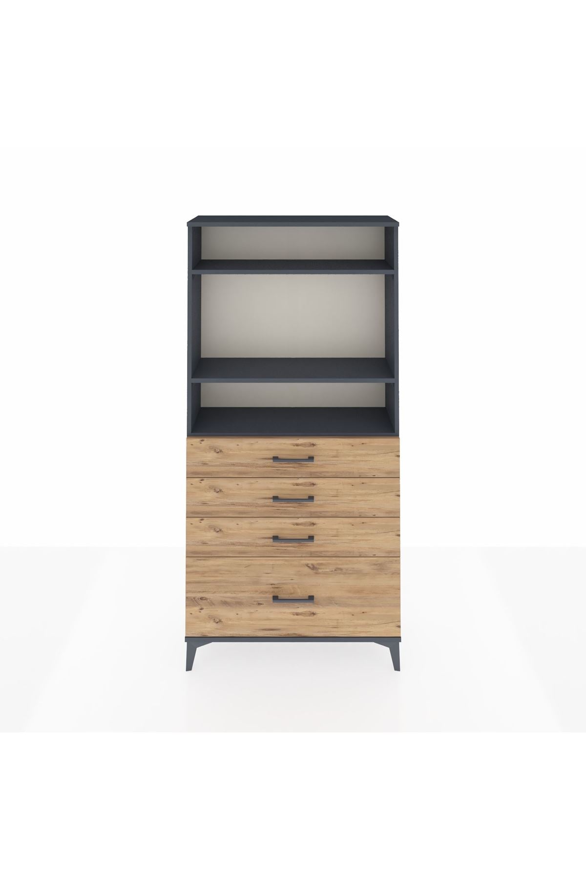 Arges Dolap 3 Raflı 4 Çekmeceli 88x30x182 - S24M041V6A
