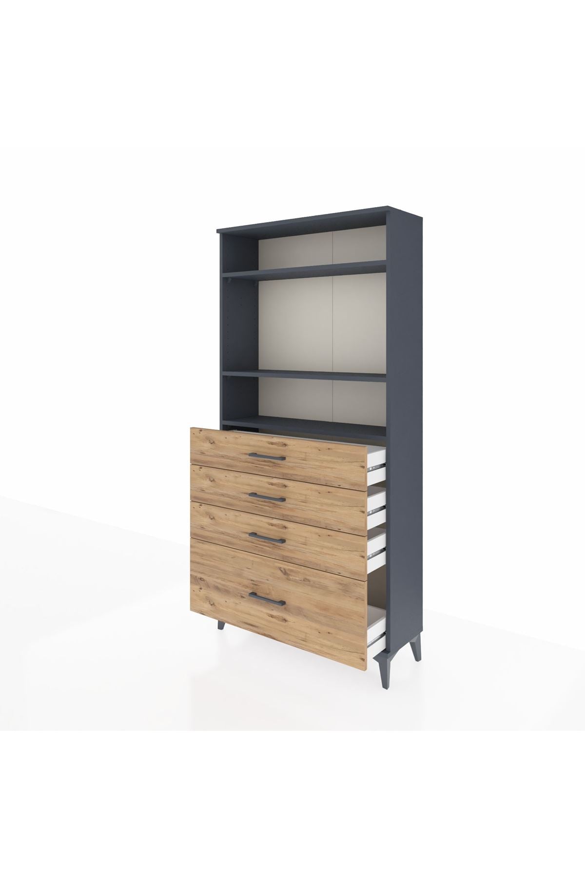 Arges Dolap 3 Raflı 4 Çekmeceli 88x30x182 - S24M041V6A