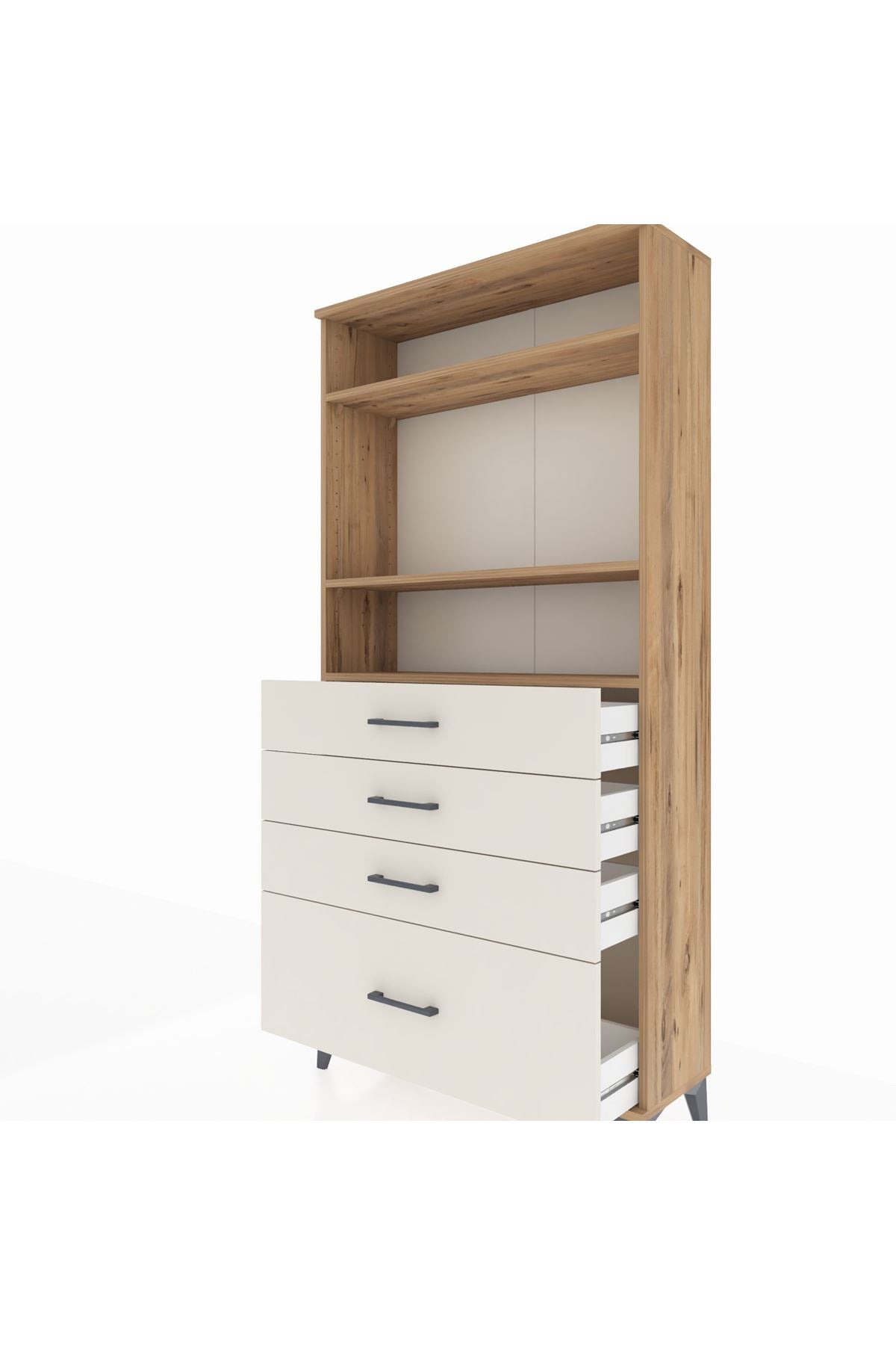 Arges Dolap 3 Raflı 4 Çekmeceli 88x30x182 - S24M041V7A
