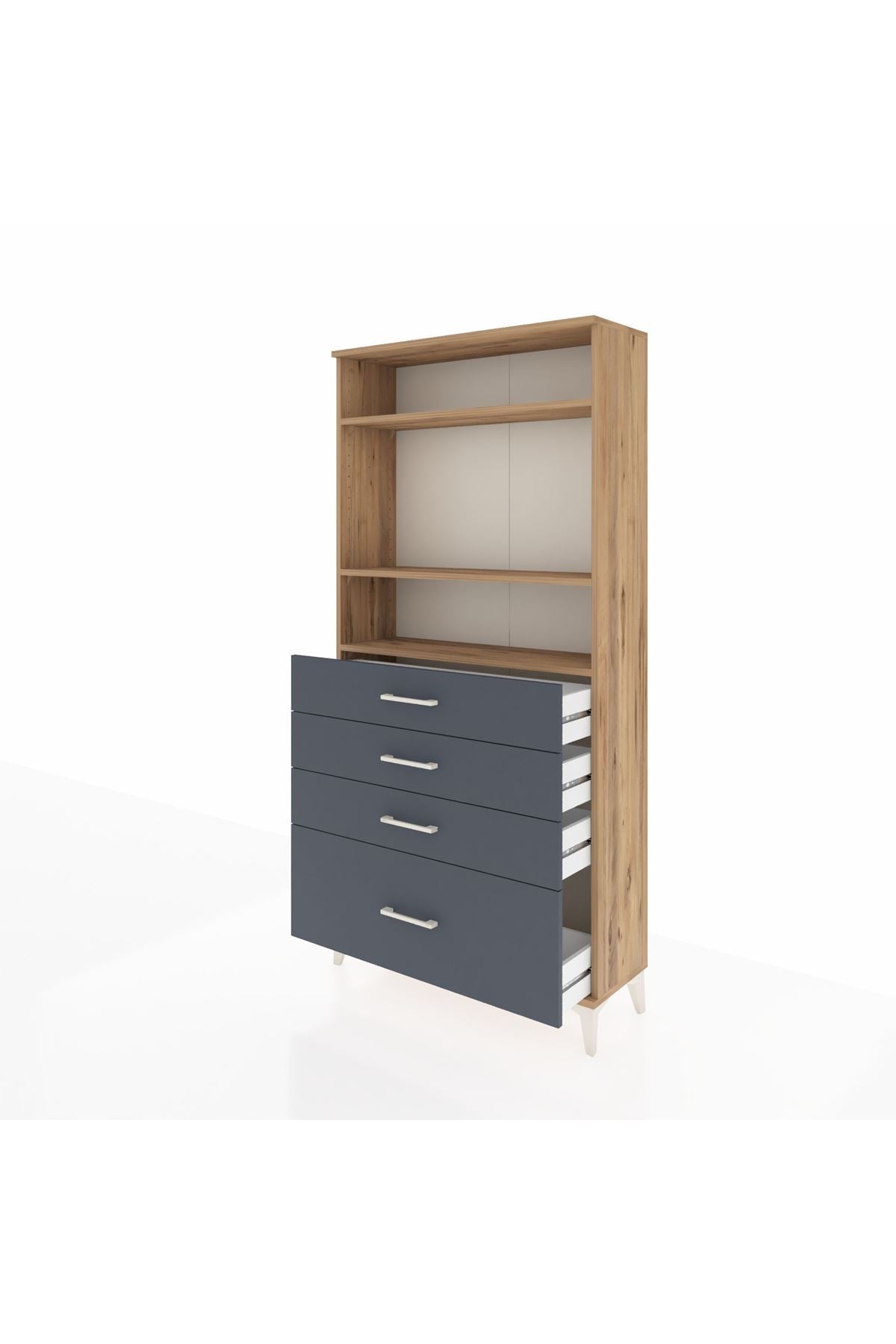 Arges Dolap 3 Raflı 4 Çekmeceli 88x30x182 - S24M041V8A