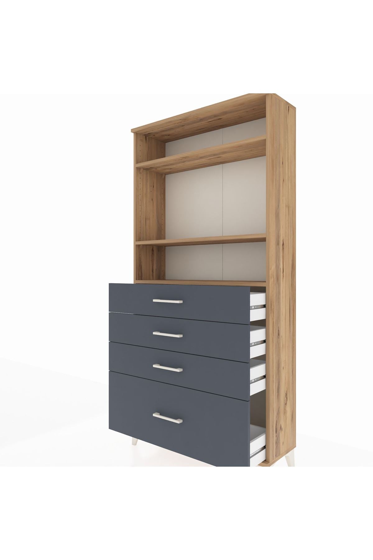 Arges Dolap 3 Raflı 4 Çekmeceli 88x30x182 - S24M041V8A