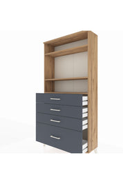 Arges Dolap 3 Raflı 4 Çekmeceli 88x30x182 - S24M041V8A
