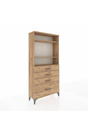 Arges Dolap 3 Raflı 4 Çekmeceli 88x30x182 - S24M041V9A