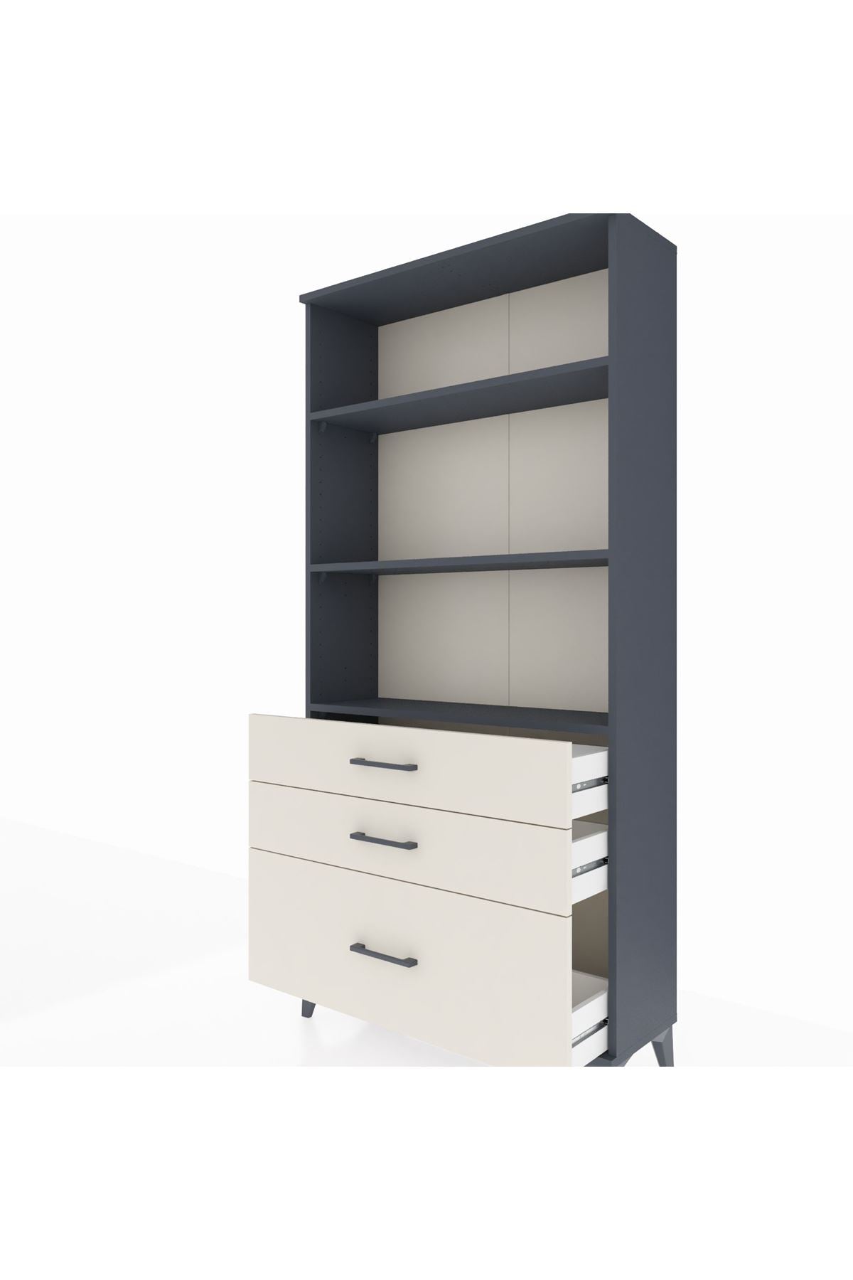 Arges Dolap 3 Raflı 3 Çekmeceli 88x30x182 - S24M042V4A