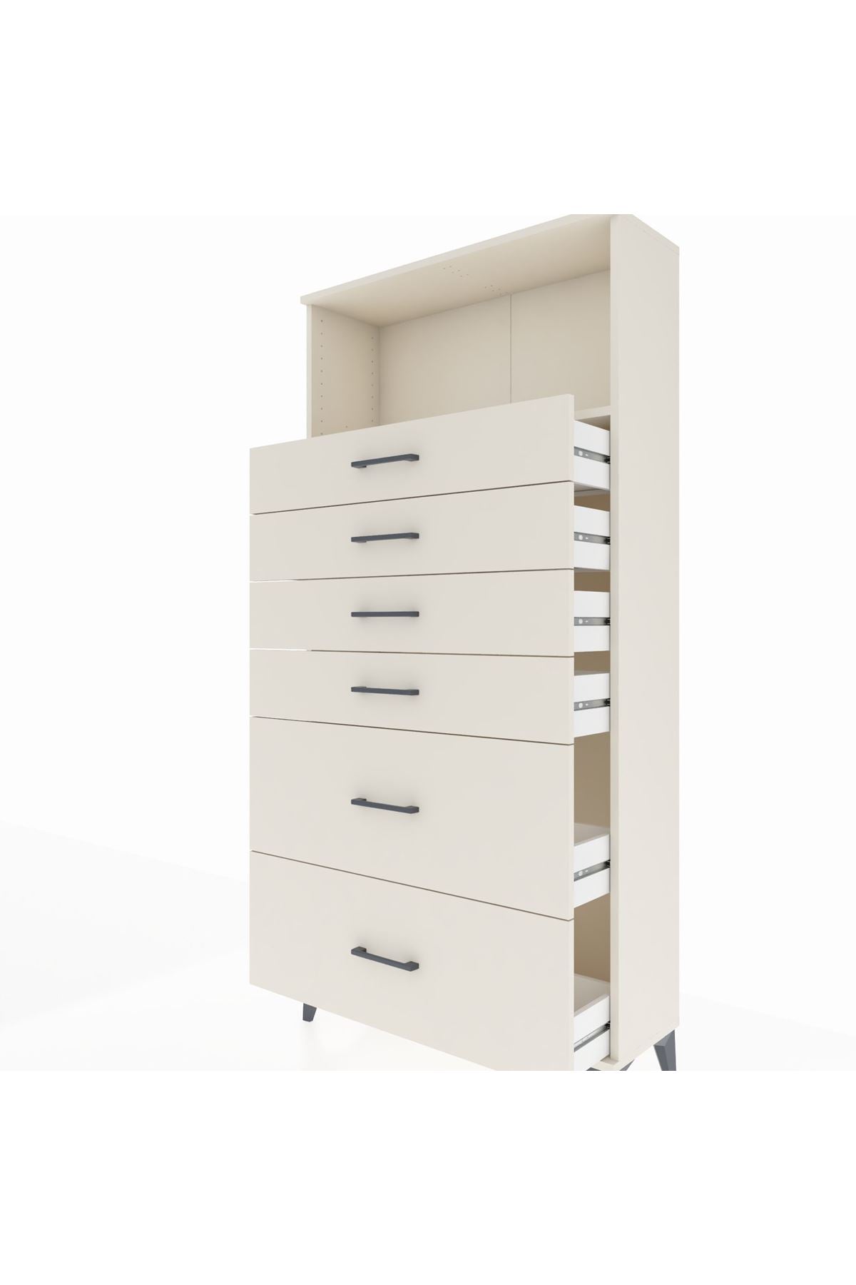 Arges Dolap Tek Raflı 6 Çekmeceli 88x30x182 - S24M045V1A