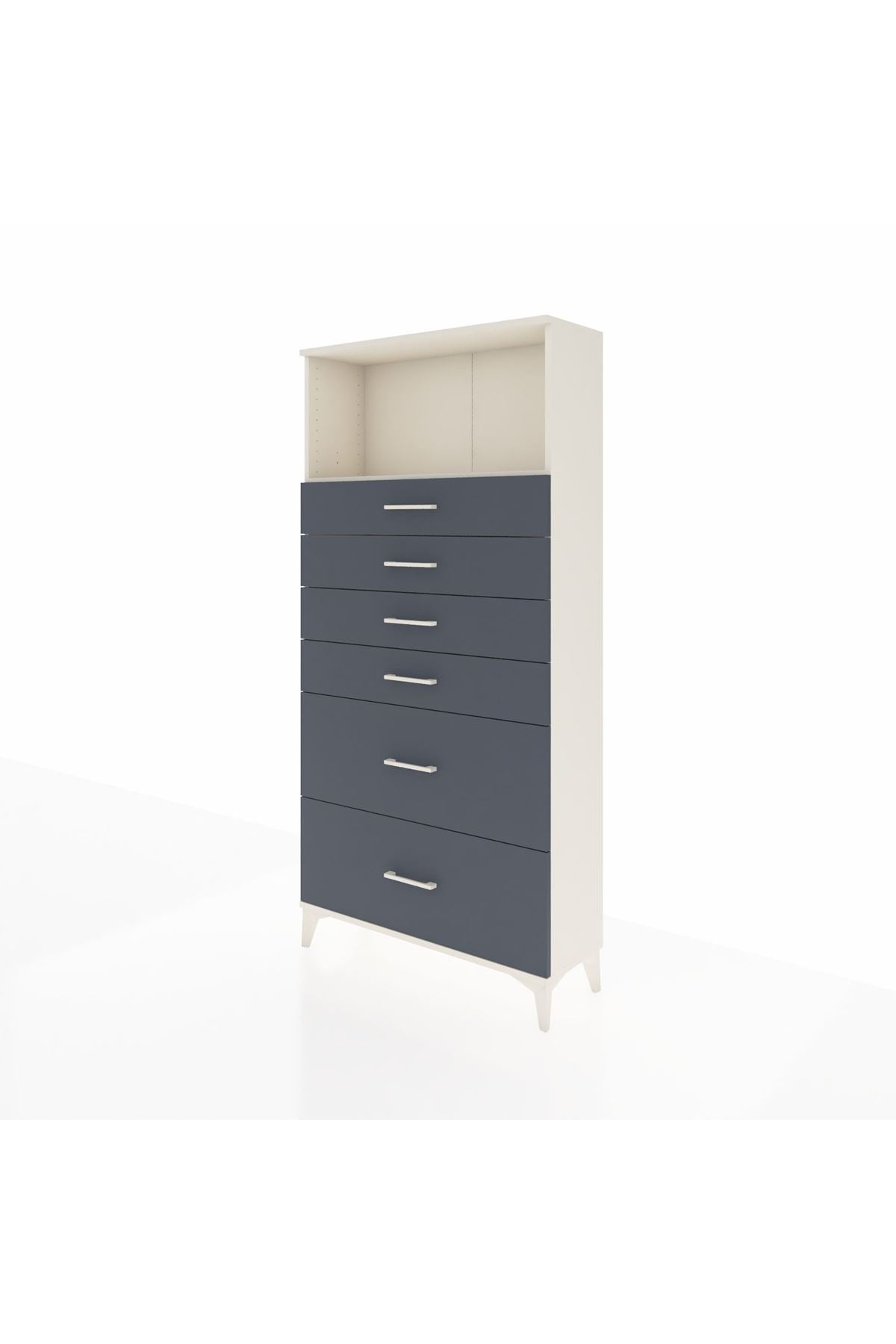 Arges Dolap Tek Raflı 6 Çekmeceli 88x30x182 - S24M045V2A