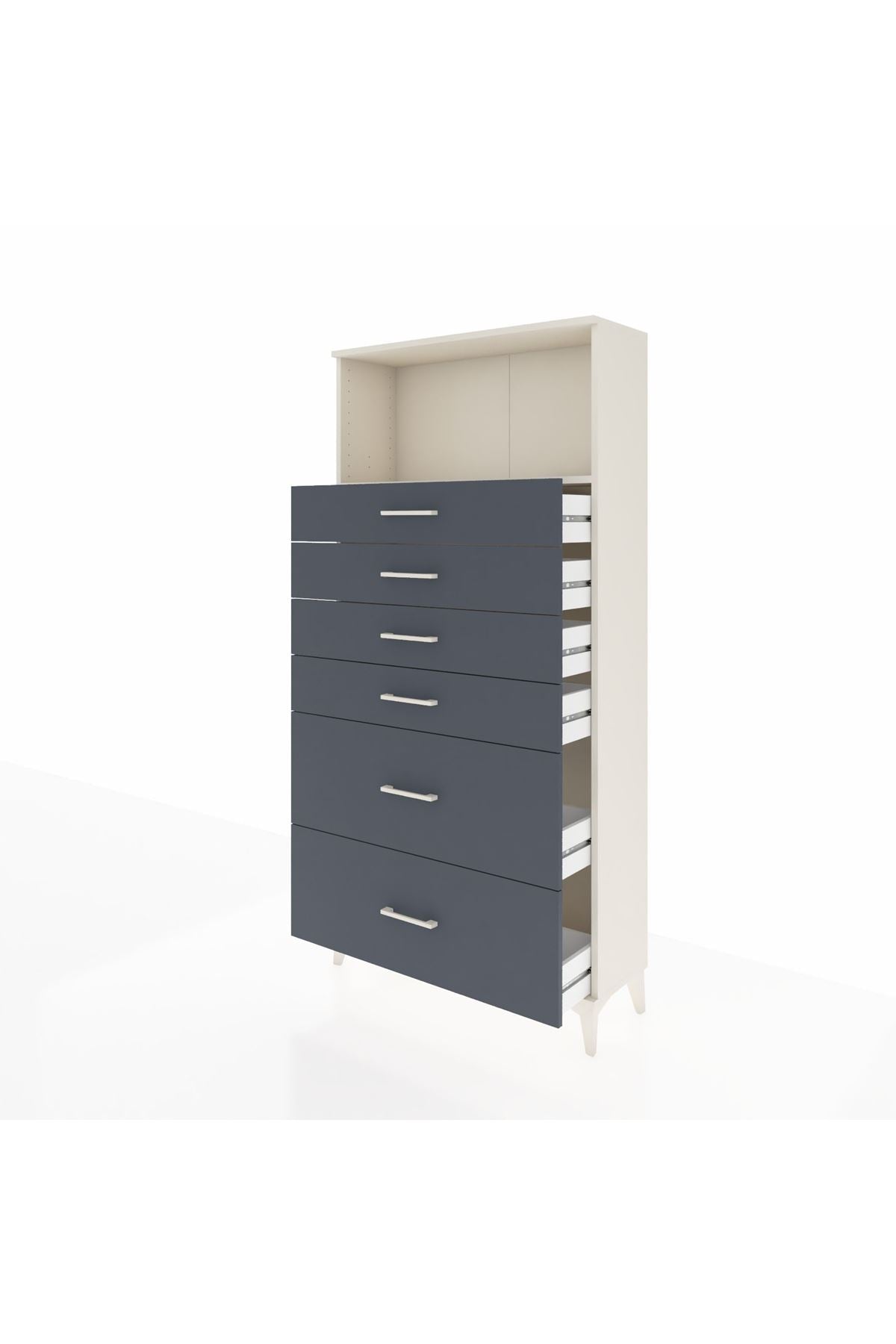 Arges Dolap Tek Raflı 6 Çekmeceli 88x30x182 - S24M045V2A