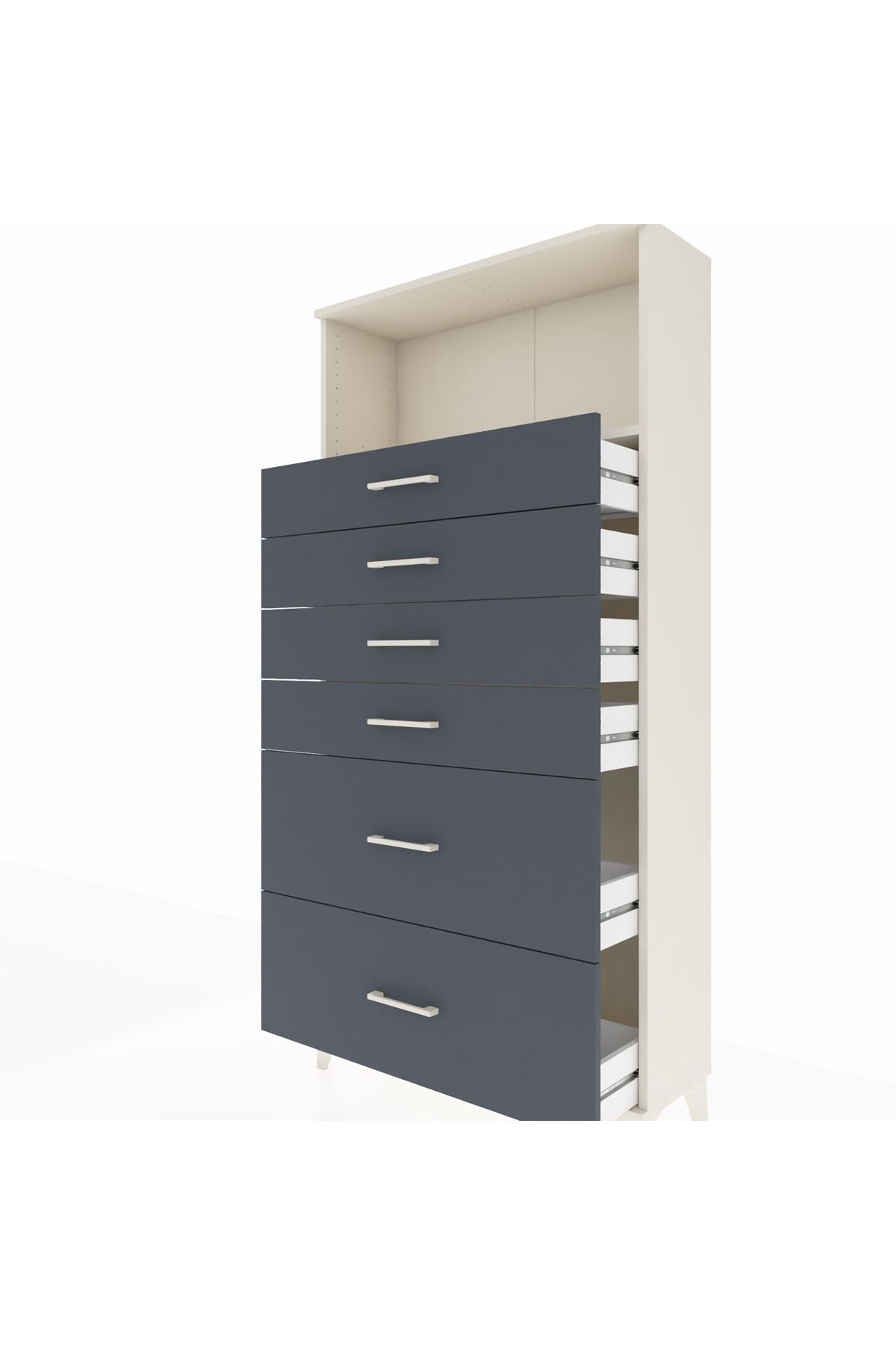 Arges Dolap Tek Raflı 6 Çekmeceli 88x30x182 - S24M045V2A