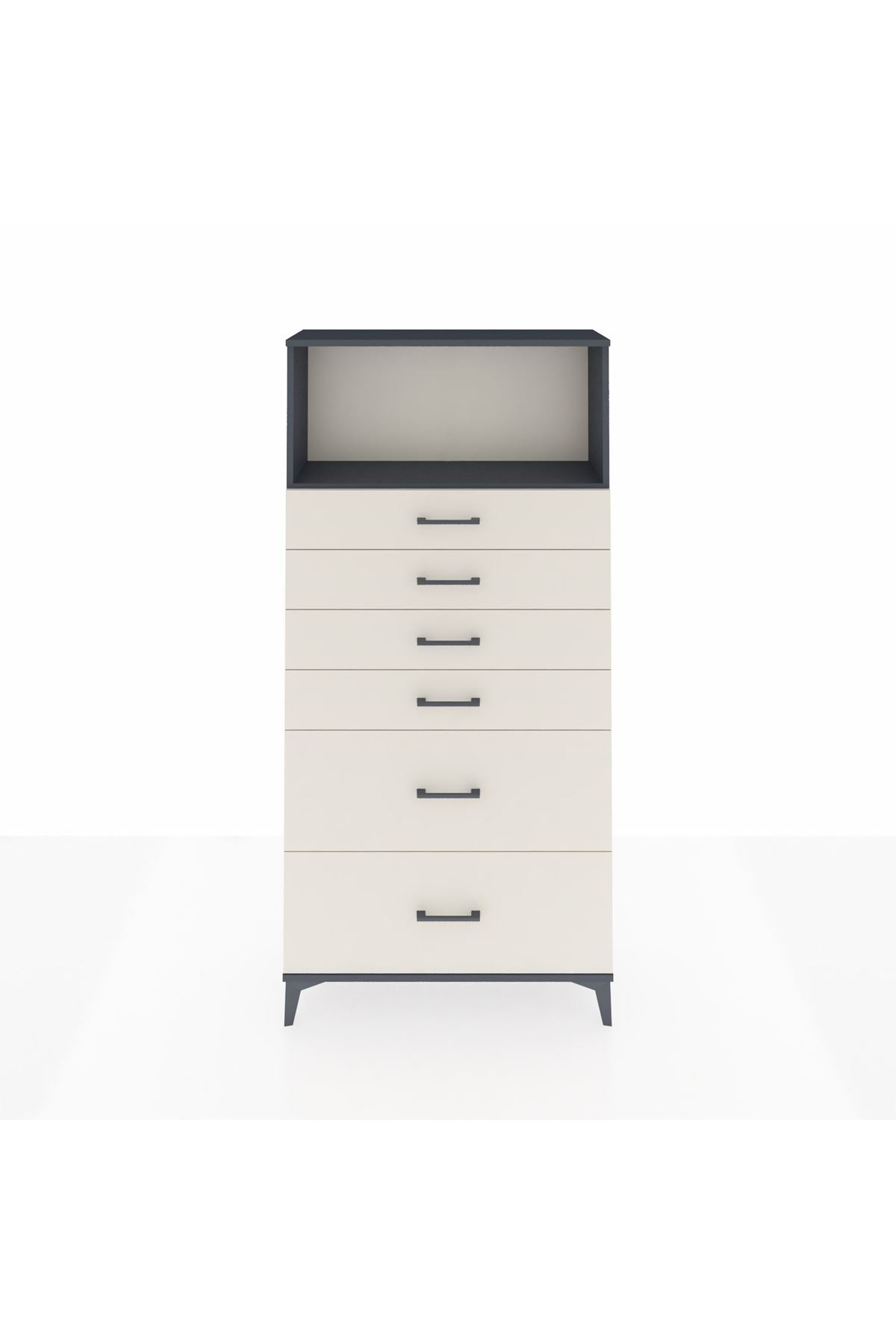 Arges Dolap Tek Raflı 6 Çekmeceli 88x30x182 - S24M045V4A