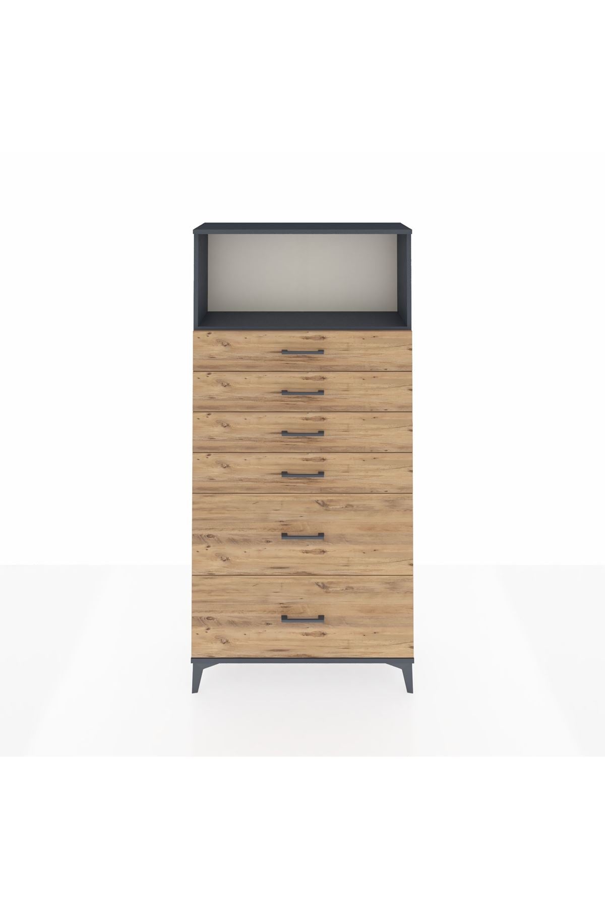 Arges Dolap Tek Raflı 6 Çekmeceli 88x30x182 - S24M045V6A