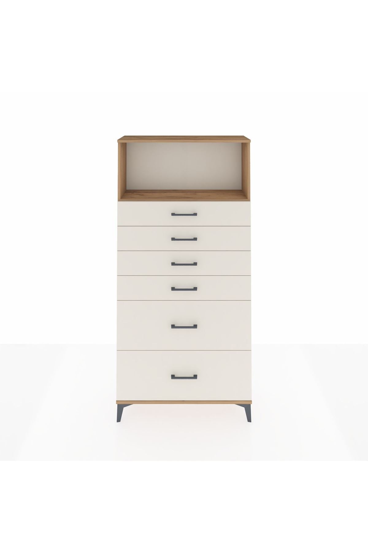 Arges Dolap Tek Raflı 6 Çekmeceli 88x30x182 - S24M045V7A