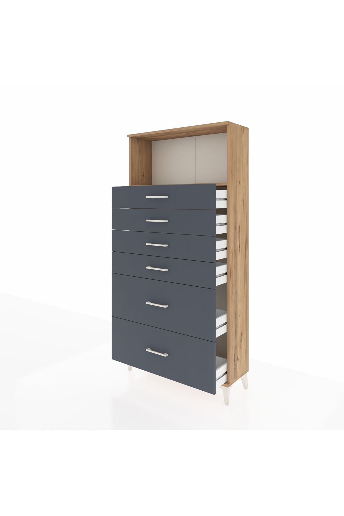 Arges Dolap Tek Raflı 6 Çekmeceli 88x30x182 - S24M045V8A