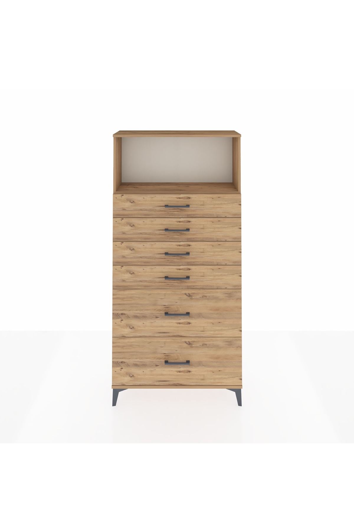 Arges Dolap Tek Raflı 6 Çekmeceli 88x30x182 - S24M045V9A