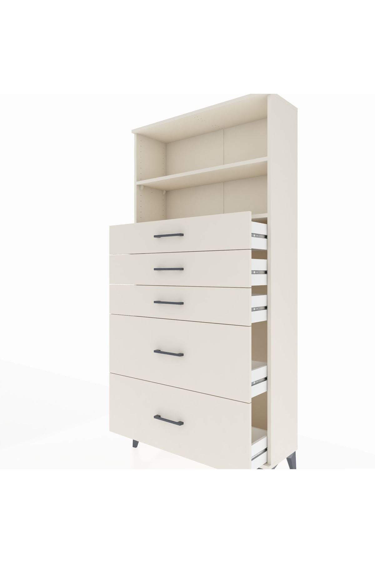 Arges Dolap 2 Raflı 5 Çekmeceli 88x30x182 - S24M046V1A