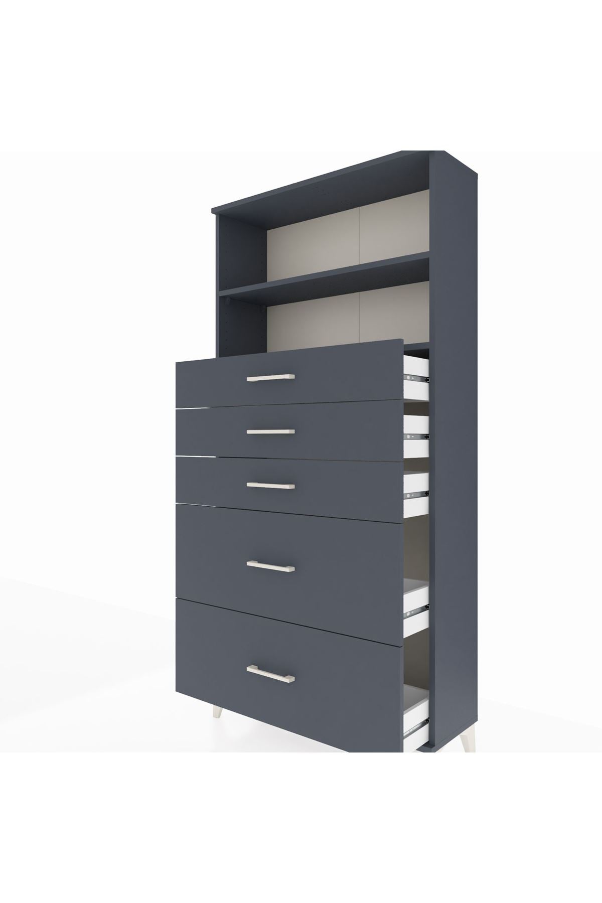 Arges Dolap 2 Raflı 5 Çekmeceli 88x30x182 - S24M046V5A