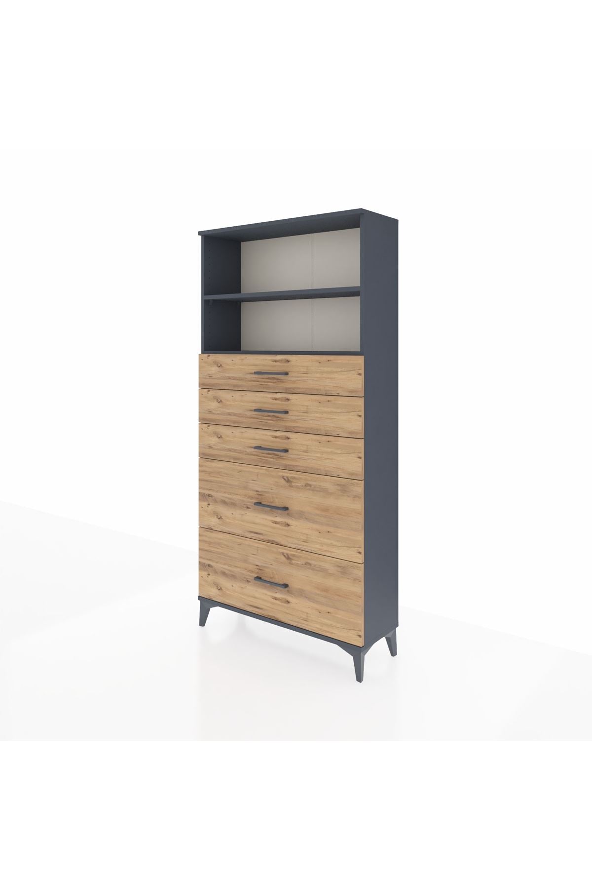 Arges Dolap 2 Raflı 5 Çekmeceli 88x30x182 - S24M046V6A