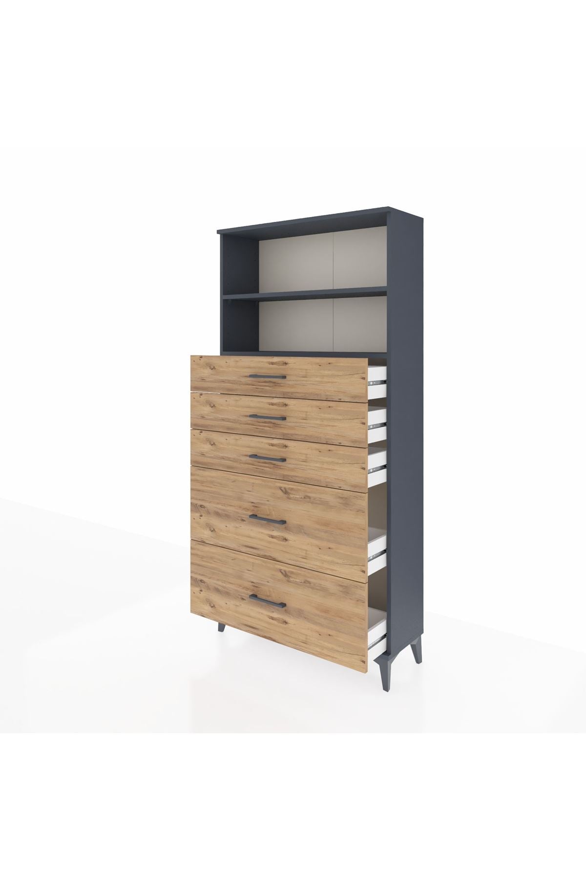 Arges Dolap 2 Raflı 5 Çekmeceli 88x30x182 - S24M046V6A