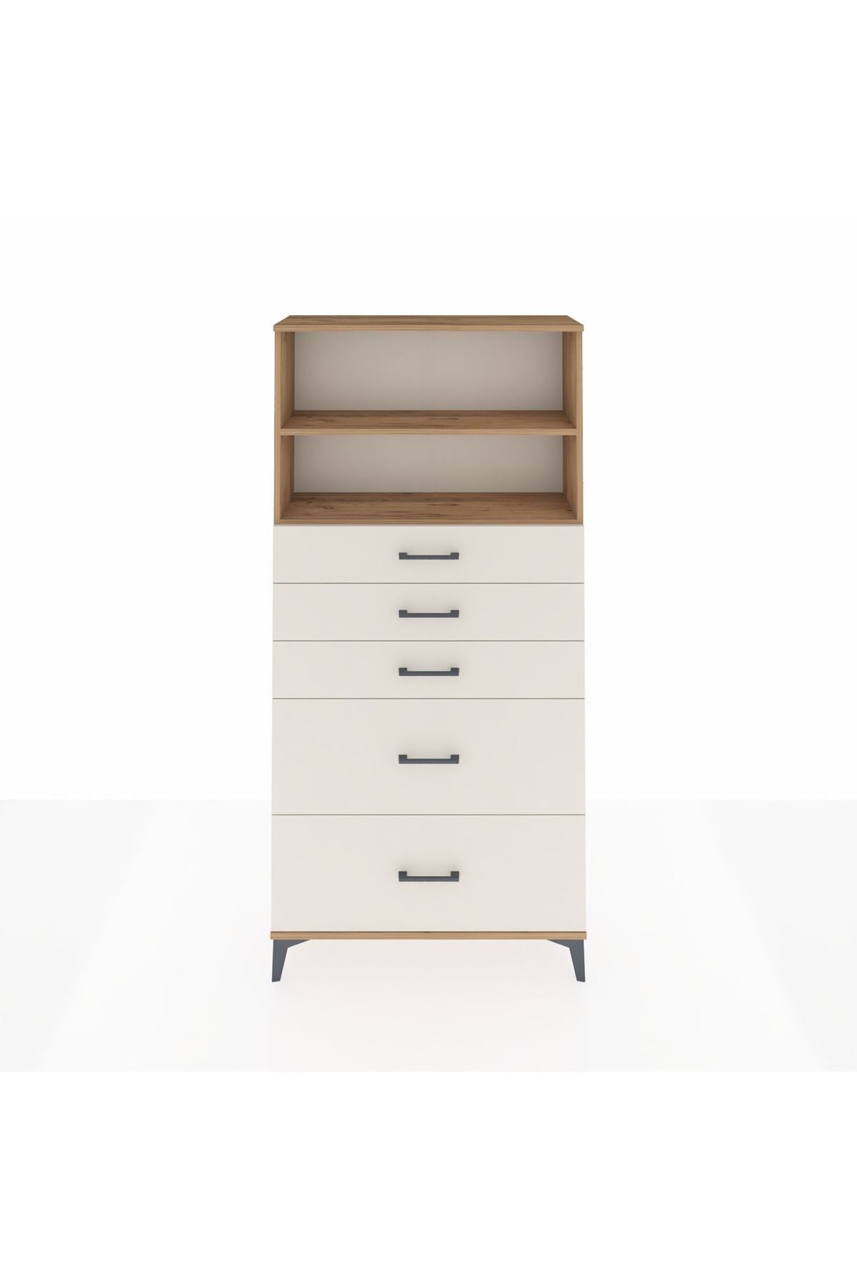 Arges Dolap 2 Raflı 5 Çekmeceli 88x30x182 - S24M046V7A
