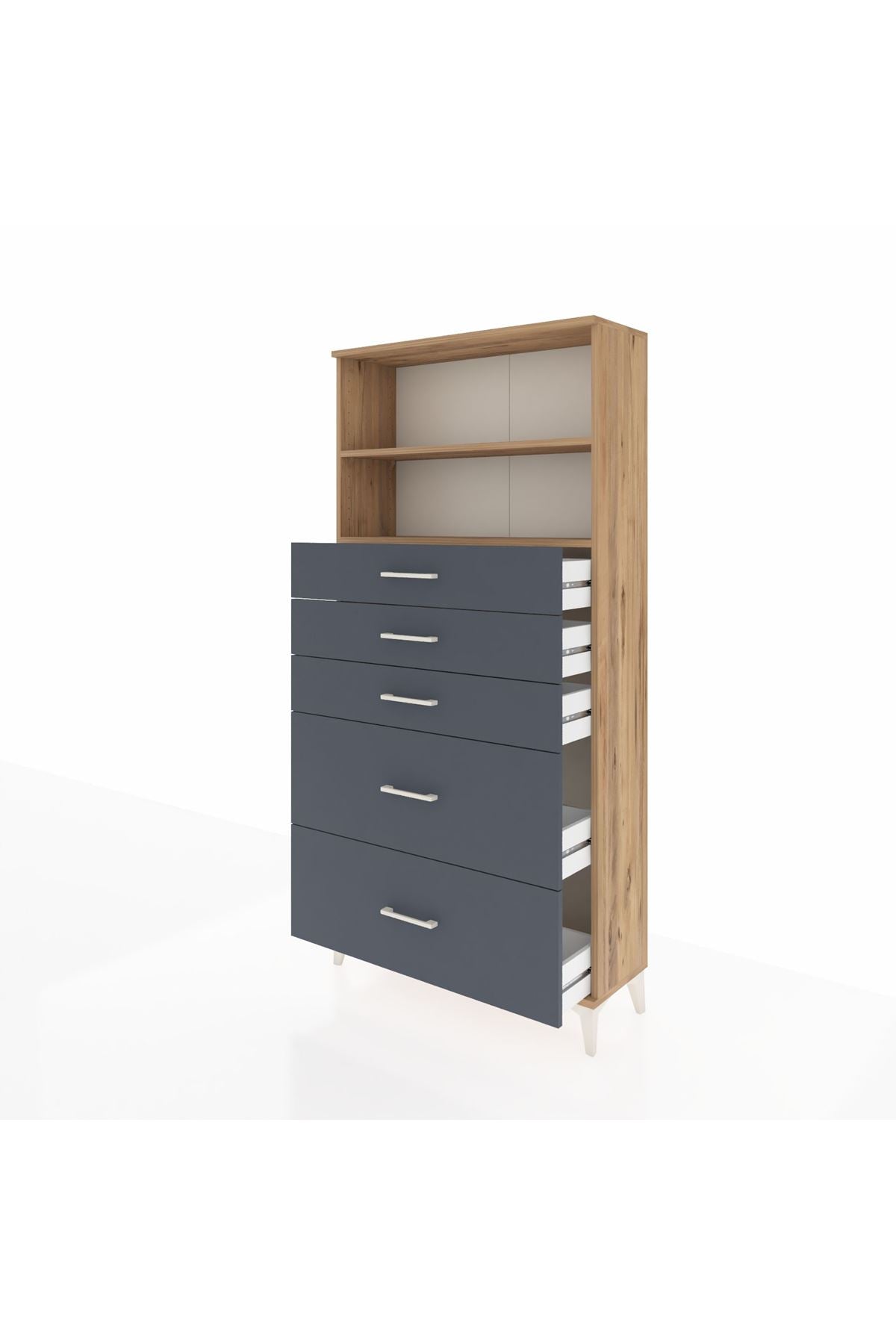 Arges Dolap 2 Raflı 5 Çekmeceli 88x30x182 - S24M046V8A