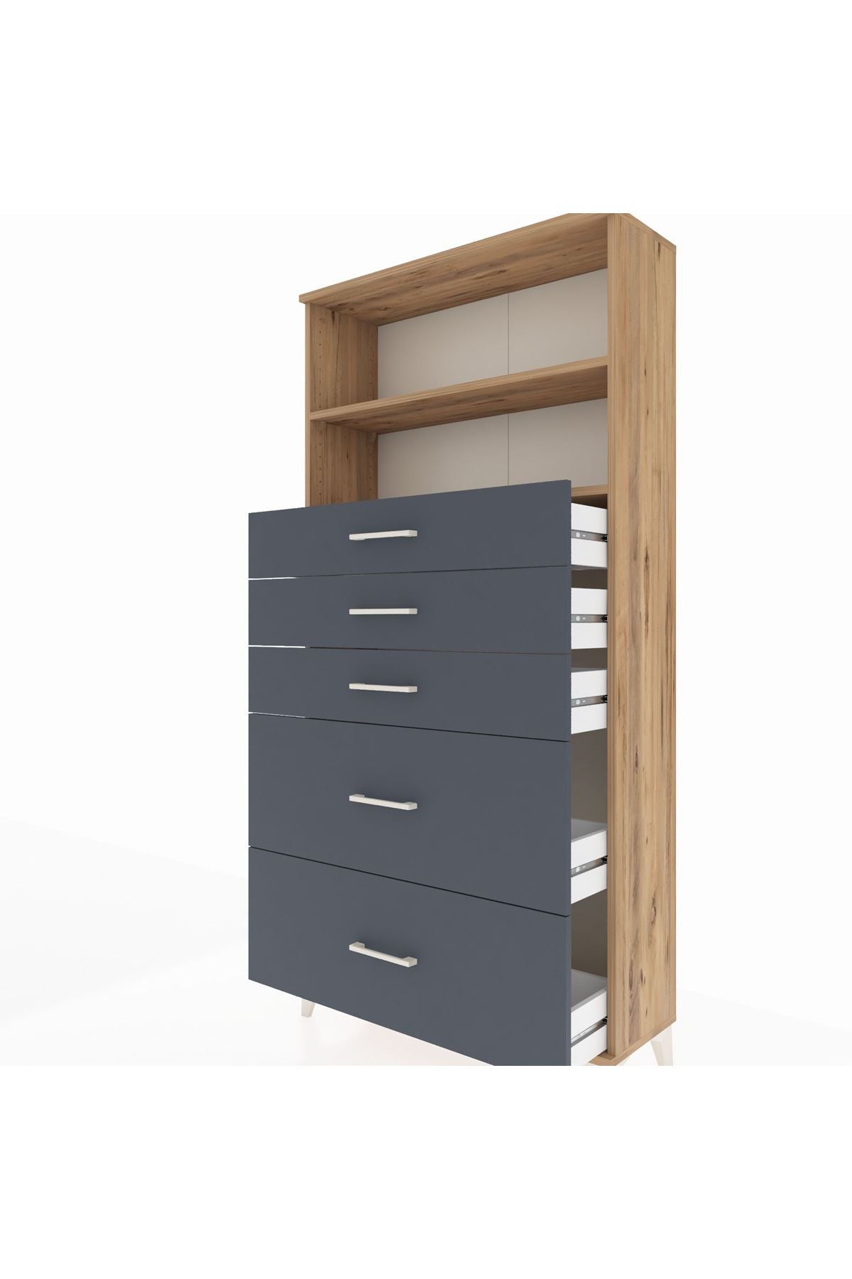 Arges Dolap 2 Raflı 5 Çekmeceli 88x30x182 - S24M046V8A
