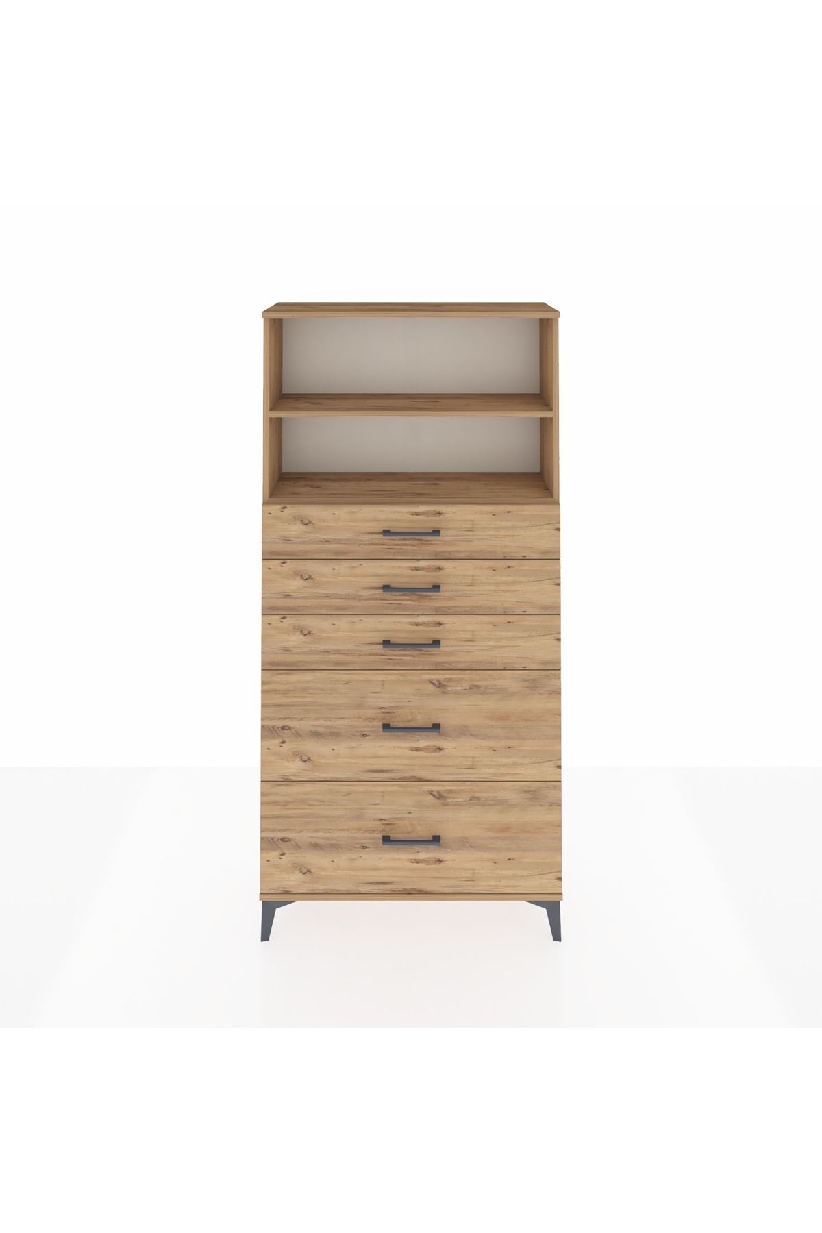 Arges Dolap 2 Raflı 5 Çekmeceli 88x30x182 - S24M046V9A