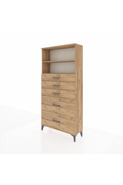 Arges Dolap 2 Raflı 5 Çekmeceli 88x30x182 - S24M046V9A
