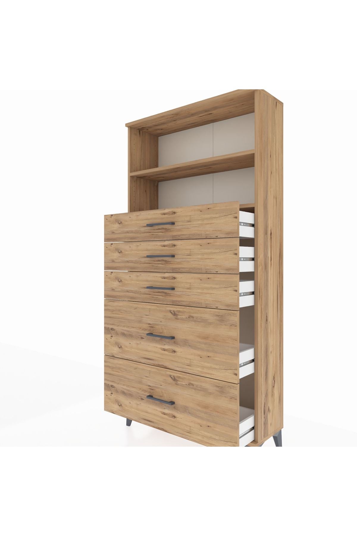 Arges Dolap 2 Raflı 5 Çekmeceli 88x30x182 - S24M046V9A