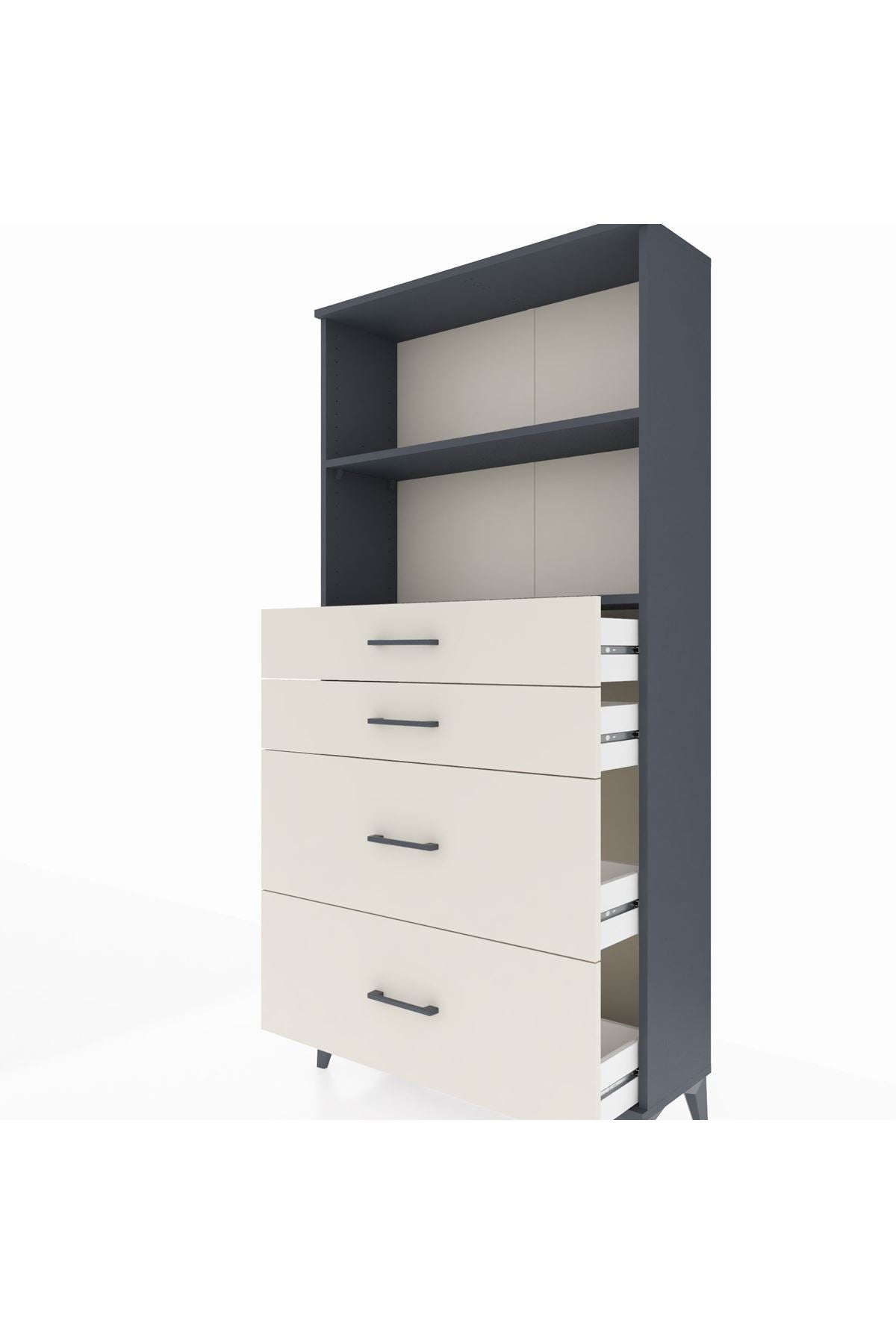 Arges Dolap 2 Raflı 4 Çekmeceli 88x30x182 - S24M047V4A