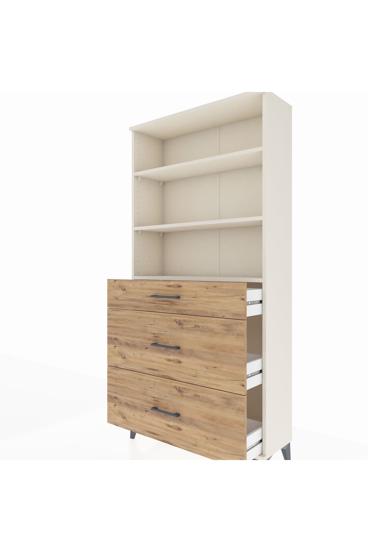 Arges Dolap 3 Raflı 3 Çekmeceli 88x30x182 - S24M048V3A
