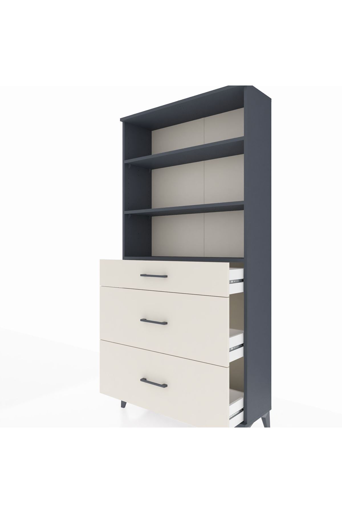 Arges Dolap 3 Raflı 3 Çekmeceli 88x30x182 - S24M048V4A