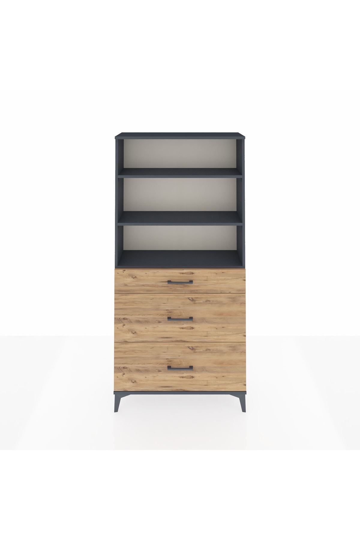 Arges Dolap 3 Raflı 3 Çekmeceli 88x30x182 - S24M048V6A