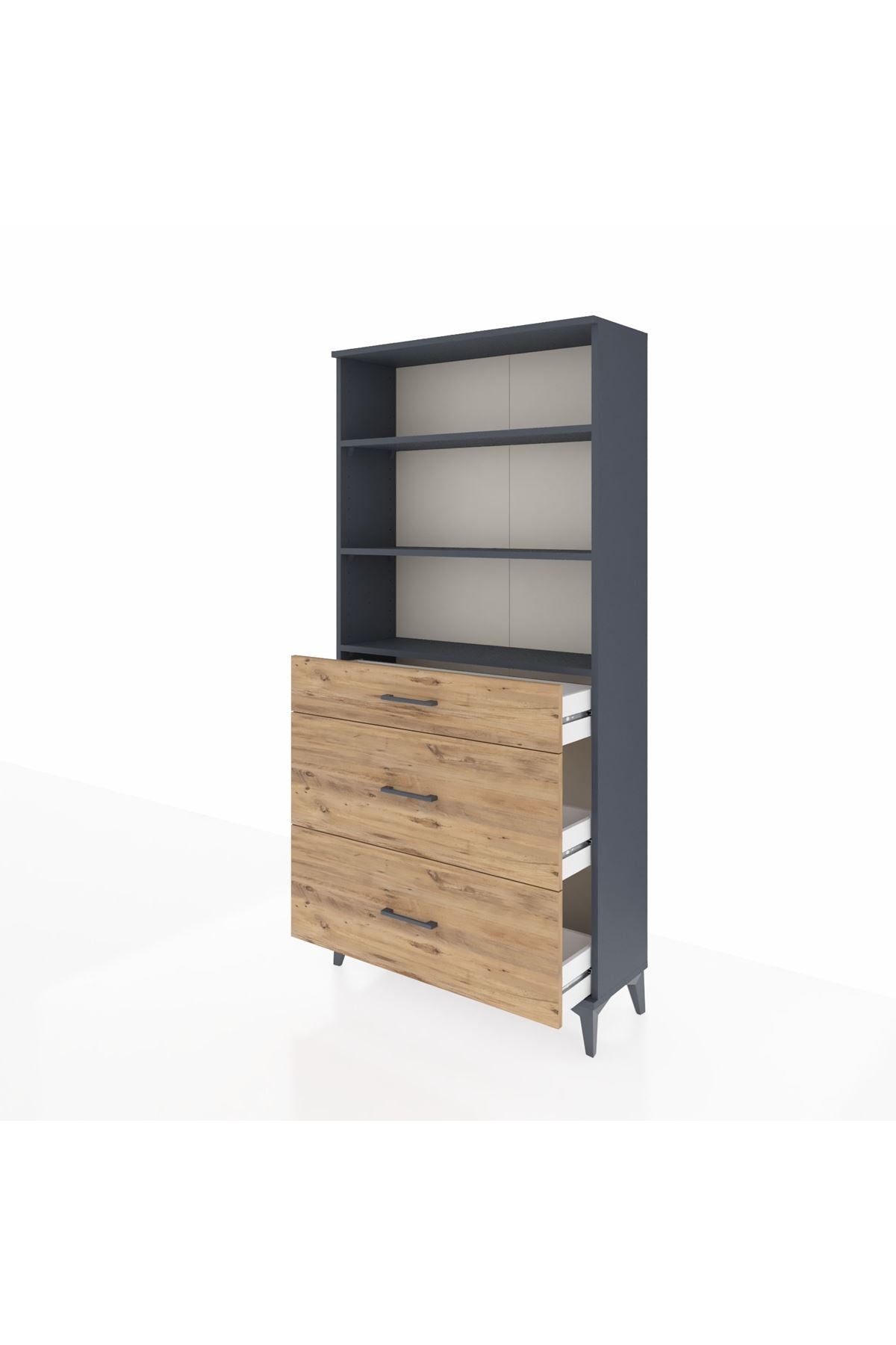 Arges Dolap 3 Raflı 3 Çekmeceli 88x30x182 - S24M048V6A